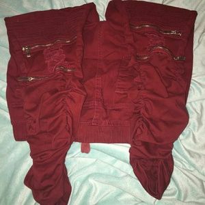 Dark red jean cargo pants